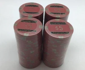 (100) $5 Nevada Club Brass Core Poker Chips 15 gr - Picture 1 of 3