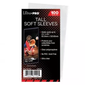 Lot of 1000 Ultra PRO 2-1/2" x 4-3/4"~Tall Penny CARD Sleeves 10 Packs of 100 - Picture 1 of 2