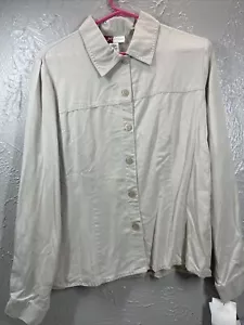 Camisa blusa top abotonada manga larga JM COLLECTION para mujer talla 10 - Imagen 1 de 4