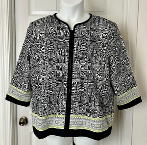 Alfred Dunner Zip Front Jacket Womens 18 Petite 18P Black White Career Wear - Picture 1 of 16