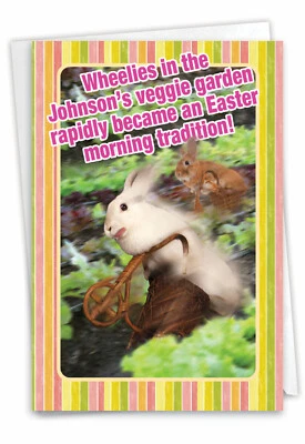 Easter Card - Garden Wheelies: Funny Easter Printed Card with Envelope - Image 1 of 4