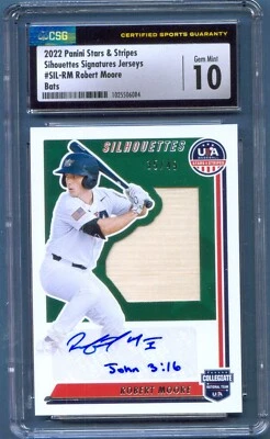 2022 Stars & Stripes AUTOGRAPH Bat ROBERT MOORE Arkansas Razorbacks CSG 10 - Image 1 of 2