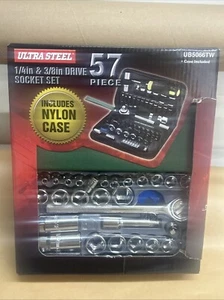 Ultra Steel 1/4in & 3/8in Drive Socket Set 57 Piece UB5066TW Case Included - Bild 1 von 1