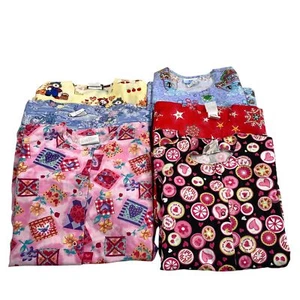 Lotto 6 Scrub Top Piccoli Maniche Lunghe San Valentino Autunno Raccolta Animali Floreali #3E - Foto 1 di 9
