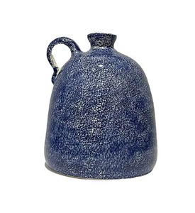 Flat Earth Pottery Blue & White Spongeware Jug-1987 - Picture 1 of 7