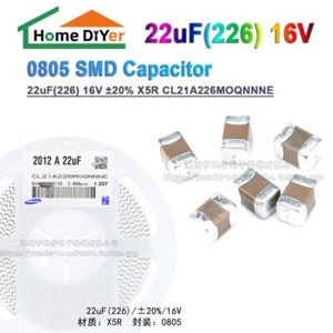 Genuine 0805 SMD Capacitor 22uF(226) 16V ±20% X5R CL21A226MOQNNNE (50pcs) - Picture 1 of 4