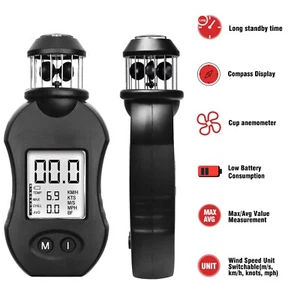Wind Cup Anemometer Handheld Digital Wind Speed Meter Air Velocity Volume Tester - Picture 1 of 8