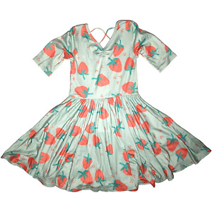 Dot Dot Smile Girls 7 Strawberry Mint Green Ballerina Twirl Dress 3/4 Sleeve NWT