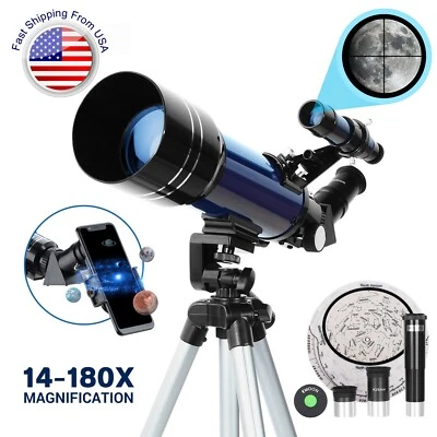 Astronomical Telescope 70mm Lens with Tripod Phone Adapter for Kid Beginner Gift - Image 1 of 4
