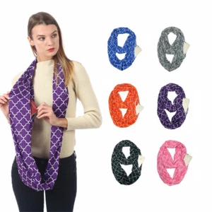 Journey Shawl Portable Infinity Scarf With Zipper Pocket Loop Soft Neck Scarves - Bild 1 von 16