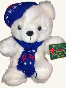 Holiday Christmas Teddy Bear Plush 10th Anniversary Limited Edition Kmart 1996 - Picture 1 of 16