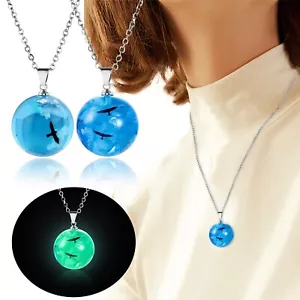 🇬🇧 Sky Cloud Necklace Resin Sphere Pendant Bird Hot Women Fashion Jewellery - Picture 1 of 5