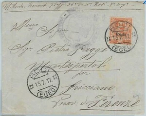 71643 - EGEO Rodi - Storia Postale - Sassone 9  isolato  su BUSTA   1917 - Imagen 1 de 1