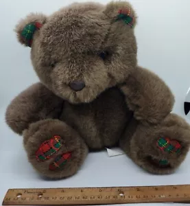 Chosun Teddy Bear Plush Stuffed Animal Brown Plaid Red Green Christmas Soft Toy - Picture 1 of 3