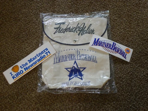 Vintage Seattle Mariners Canvas Backpack   with 2 bumper stickers Cover