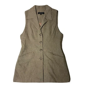 De Colección Guess Collection Chaleco Largo de Seda Abrigo Sin Mangas Blazer Espina de Arenque Talla 2 - Imagen 1 de 9