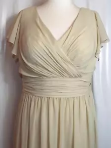 NEW W TOO🌺CREAM/BEIGE CHIFFON COCKTAIL OCCASION PROM DRESS 🌺SIZE 18 # 439* - Picture 1 of 7