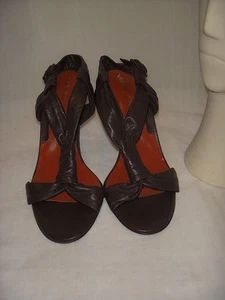 VIA SPIGA BROWN HEELS OPEN TOES WOMEN 8.5M - Picture 1 of 7