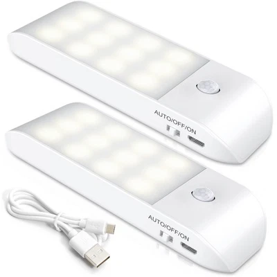 Luce Notturna(2 Pezzi) Lampada LED Ricaricabile USB con Sensore di Movimento - Immagine 1 di 4