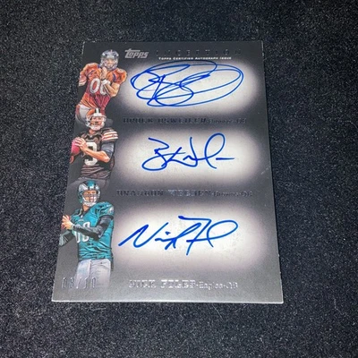 Nick Foles Osweiler & Weeden 2012 Topps Inception Triple Rookie Auto #08/10 #OWF - Image 1 of 2