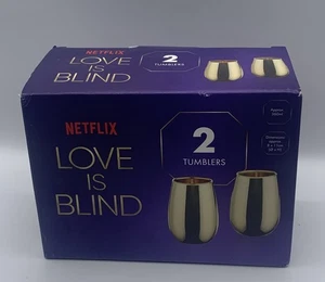 Netflix Love is Blind Juego de 2 Vasos Dorados Bebidas 8x11 cm 360ml San Valentín - Imagen 1 de 4