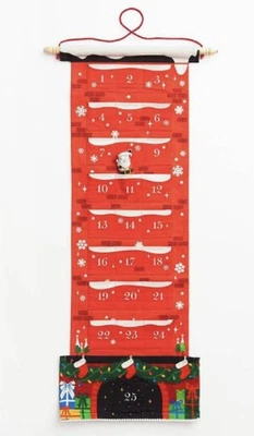 Paper Source Cloth Fabric Hanging Advent Calendar Christmas Santa Barnes And Nob - Image 1 of 4