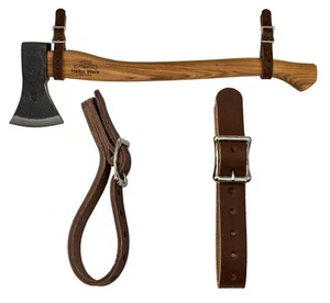 Leather Axe Hangers Wall Straps Adjustable Buckle USA (Brown) - Picture 1 of 7