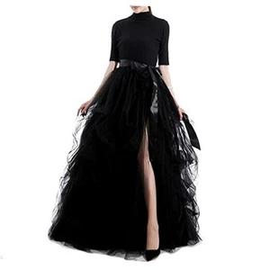 Qmker Women's Long Tutu Tulle Skirt A Line Floor Length Special Small Black - Picture 1 of 7