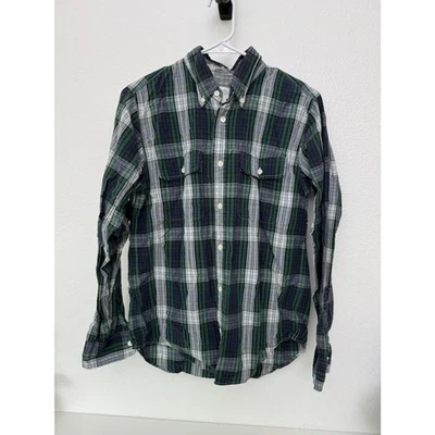 Men's Jack Spade Bleecker Street Size Medium Green Blue Plaid Long Sleeve Button - Image 1 of 4