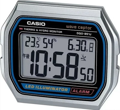 Sveglia CASIO DQD-851J-8JF Wave Ceptor argento nuova dal Giappone - Immagine 1 di 4