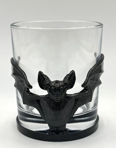 Gothic Gunmetal Bat Double Old Fashioned Glass for Cocktails or Mocktails 12.5oz - Picture 1 of 7