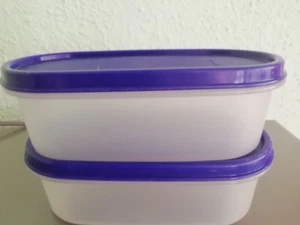 Tupperware Vorratsbehälter Eidgenossen Vorratsdosen 2er Set a 0,5l blaue Deckel - Bild 1 von 2