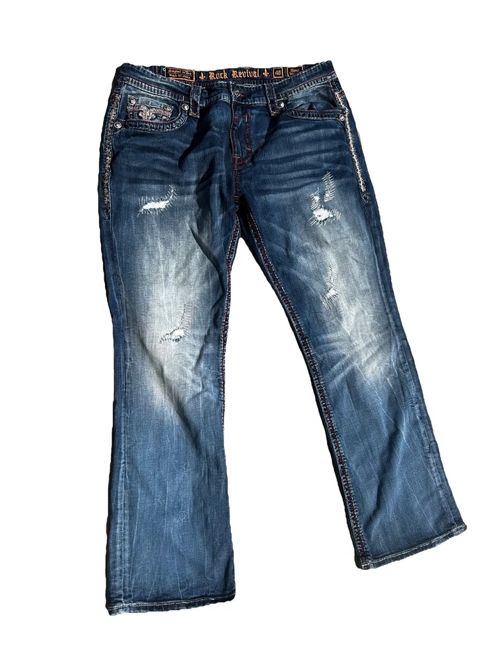 VTG Y2K Rock Revival Ruper Embroidered Jeans Mens Straight Leg Denim - size 40 - Image 1 of 4