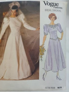 Dress Gown Wedding Bridal 6 Vogue 1679 Sewing Pattern VTG Cut Floor Ankle Puff - Picture 1 of 13
