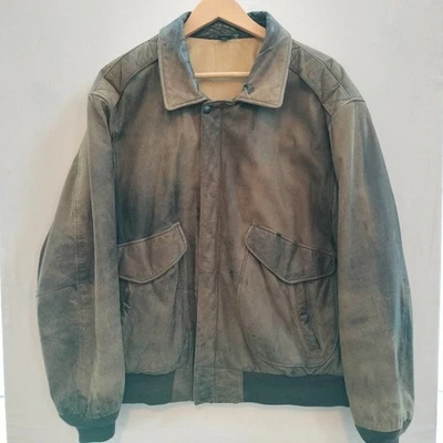 Chaqueta Bomber De Colección Hunt Club Cuero Marrón Para Hombre Talla Grande 48R Retro Años 80 Aviador Foto 1 de 4