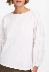 Blusa Madewell Manga Abullonada Hombro Caído Blanca Top Algodón Boho Talla XXS NUEVA CON ETIQUETAS - Imagen 1 de 10