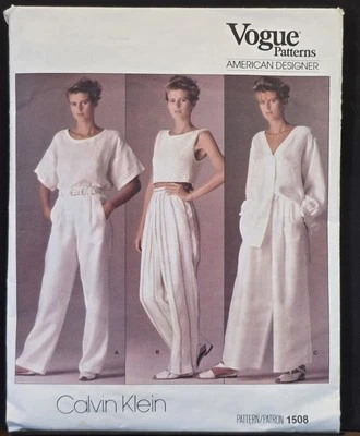 🏖 Vogue Pattern 1508, Calvin Klein; Misses PANTS.  Size 12, W 26.5; Cut. ☀️ - Image 1 of 4