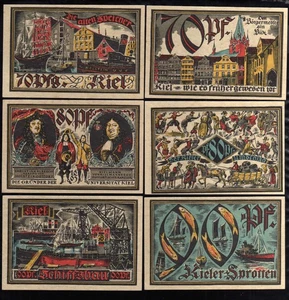 KIEL ( BLUE ) - GERMANY NOTGELD  -  2 X 70, 2 X 80, 2 X 90  PFENNIG - Picture 1 of 2