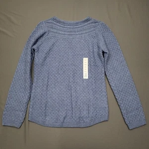 Croft & Barrow Pullover Damen S Langarm Pulli Passe Biesenstich Strick blau - Bild 1 von 14