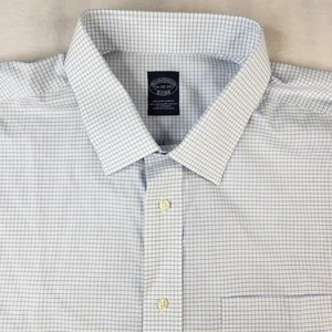 NEW Brooks Brothers Shirt Mens Size 19-38/39 White Blue Check Non Iron Stretch - Picture 1 of 8