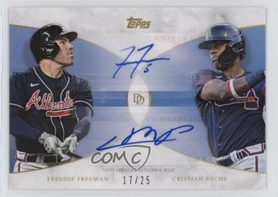 2021 Topps On Demand Dynamic Duals Blue /25 Freddie Freeman #20-A Rookie Auto RC - Image 1 of 2