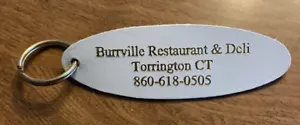 Llavero de cuero blanco vintage Burrville Restaurant & Deli Torrington Connecticut CT - Imagen 1 de 11