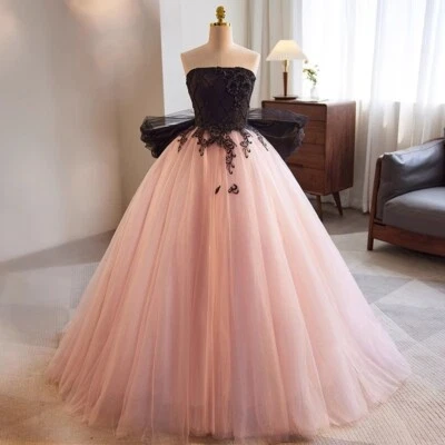 Pink Tulle Ball Gown Prom Dress | Lace Beaded Sweet 16 Party Formal Dress - Image 1 of 4