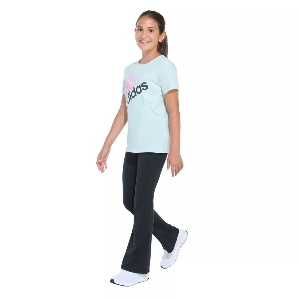 adidas Girls 2-Piece Outfit Tee & Flare Pants Youth Size M-XL Casual Sportswear - Image 1 of 1