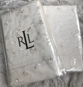 NIP RARE RALPH LAUREN WHITEHALL JACQUARD EMBROIDERED PAIR OF EURO SHAMS ~ SILK - Picture 1 of 5