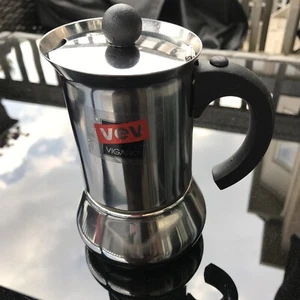 "Vev Vigano cafetera espresso de acero inoxidable 18/10 6,5"" H hecha en Italia" - Imagen 1 de 7
