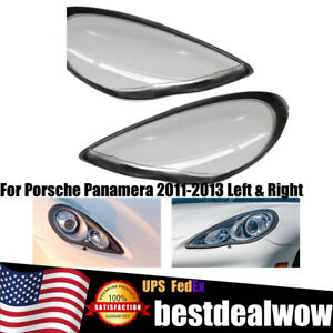 For Porsche Panamera 2011-2013 Left & Right Clear Headlight Headlamp Lens Covers