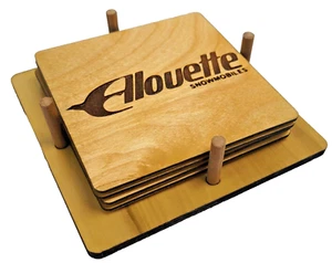 Natural Wood Vintage Alouette Snowmobile Coasters and Display Holder - Picture 1 of 12