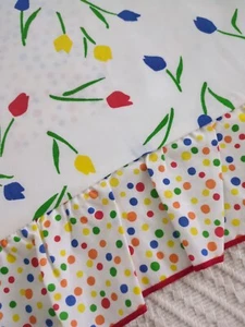 Vintage Pillowcase John Wilman Pretty Chic Red Blue Yellow Frilly 80s 90s New - Picture 1 of 17