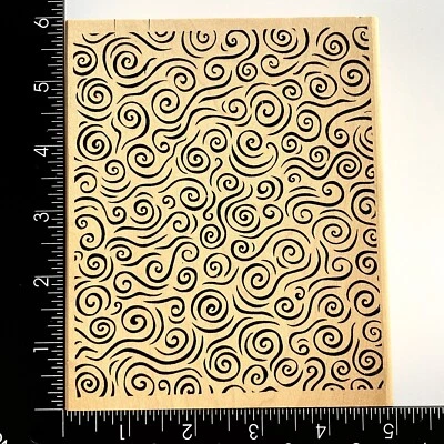 Sello de goma montado en madera JudiKins Relish fondo aire viento agua remolinos 2202J Foto 1 de 3